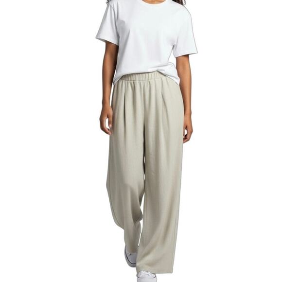 PrettyLittleThing Pants - Pretty Little Thing Women's Wide Leg Palazzo Pants 2 Beige High Rise Pleated